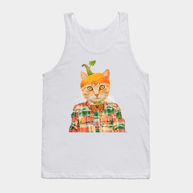 Pumpkin Cat Tank Top by DarkMaskedCats